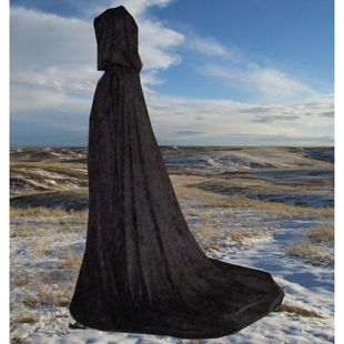 Black Velvet Poncho Warm Velvet Cape Halloween Ball Performance Hooded Long Coat Chiffon Shirt