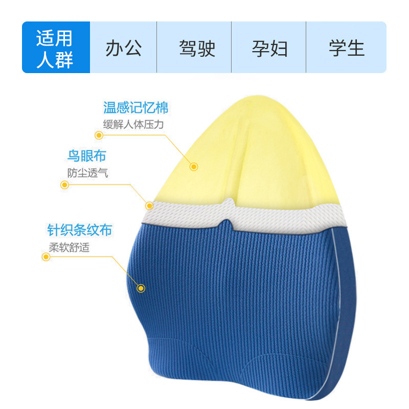 Cojín de cintura de espuma de memoria cojín de rebote lento asiento de oficina cojín trasero de la cintura del coche Amazon Venta caliente