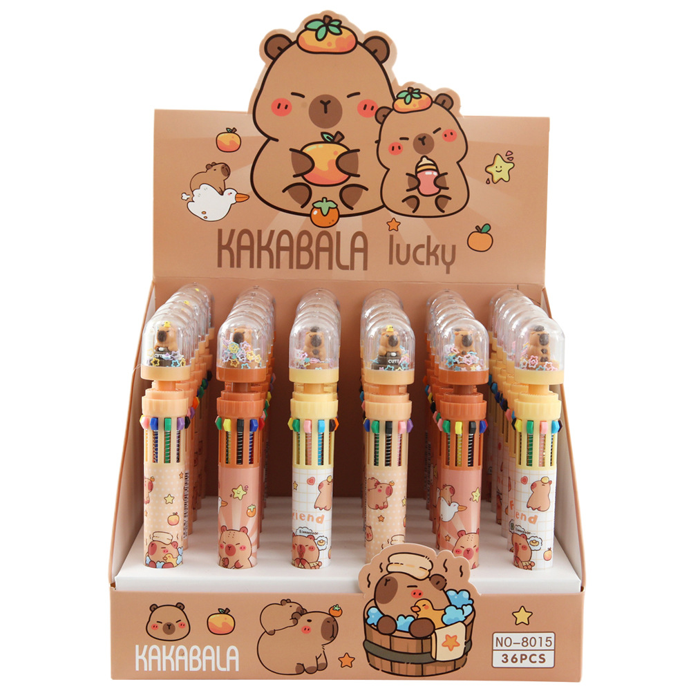 Caricatura Capibara bolígrafo lindo paisaje pulsar bolígrafo de diez colores bolígrafo de escritura de estudiantes