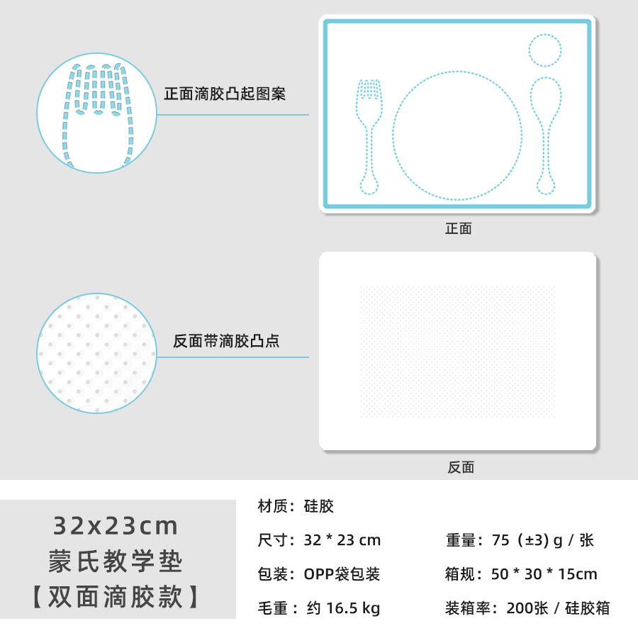 32*23cm 두께 1mm 몬테소리 교육용 매트(양면 접착제형)