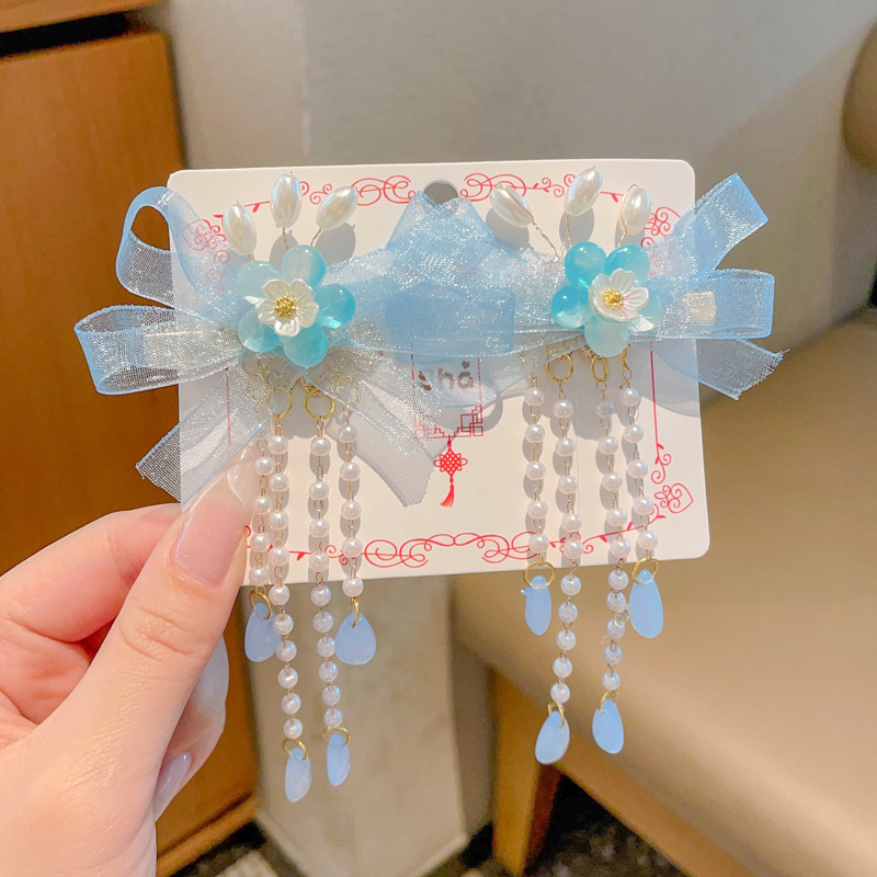 Chica de Hanfu tocado de los niños traje antiguo princesa borla horquilla estilo chino niña paso horquilla clip de pelo