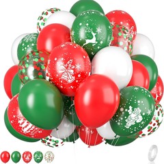 クリスマスバルーン 緑と赤のバルーン 鹿付き クリスマスツリープリントバルーン 紙吹雪バルーン クリスマスパーティー