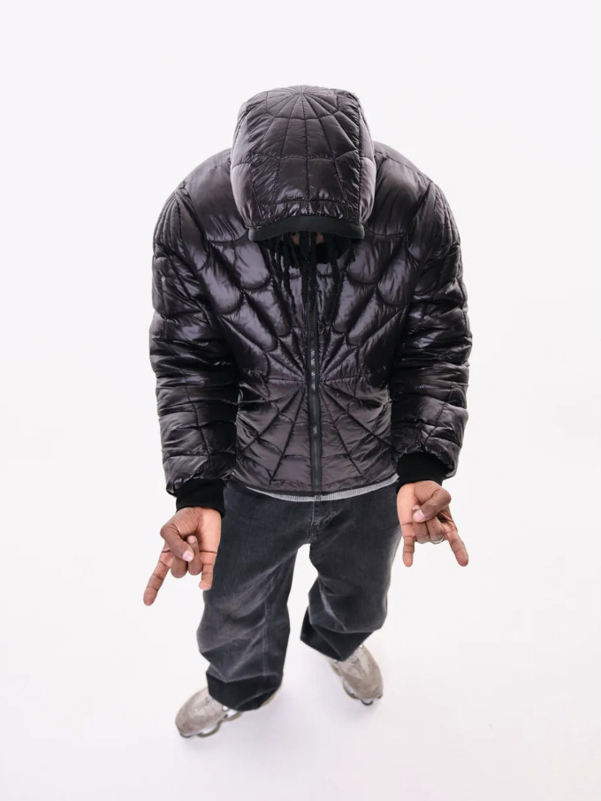 2025 otoño y invierno nuevo chaqueta negra Spider-Man encapuchado grueso y cálido chaqueta con cremallera universal para hombres y mujeres