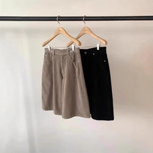 现 UNDERSON韩国同款2025冬季百搭复古灯芯绒直筒五分裤女休闲裤