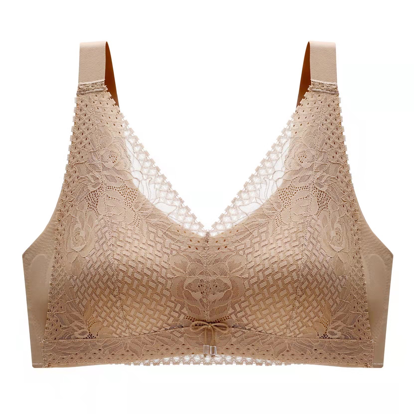 A26 Tailandia ropa interior de mantenimiento de látex de las mujeres profundo V encaje sin costuras sujetador inalámbrico sujetador de recolección de mama