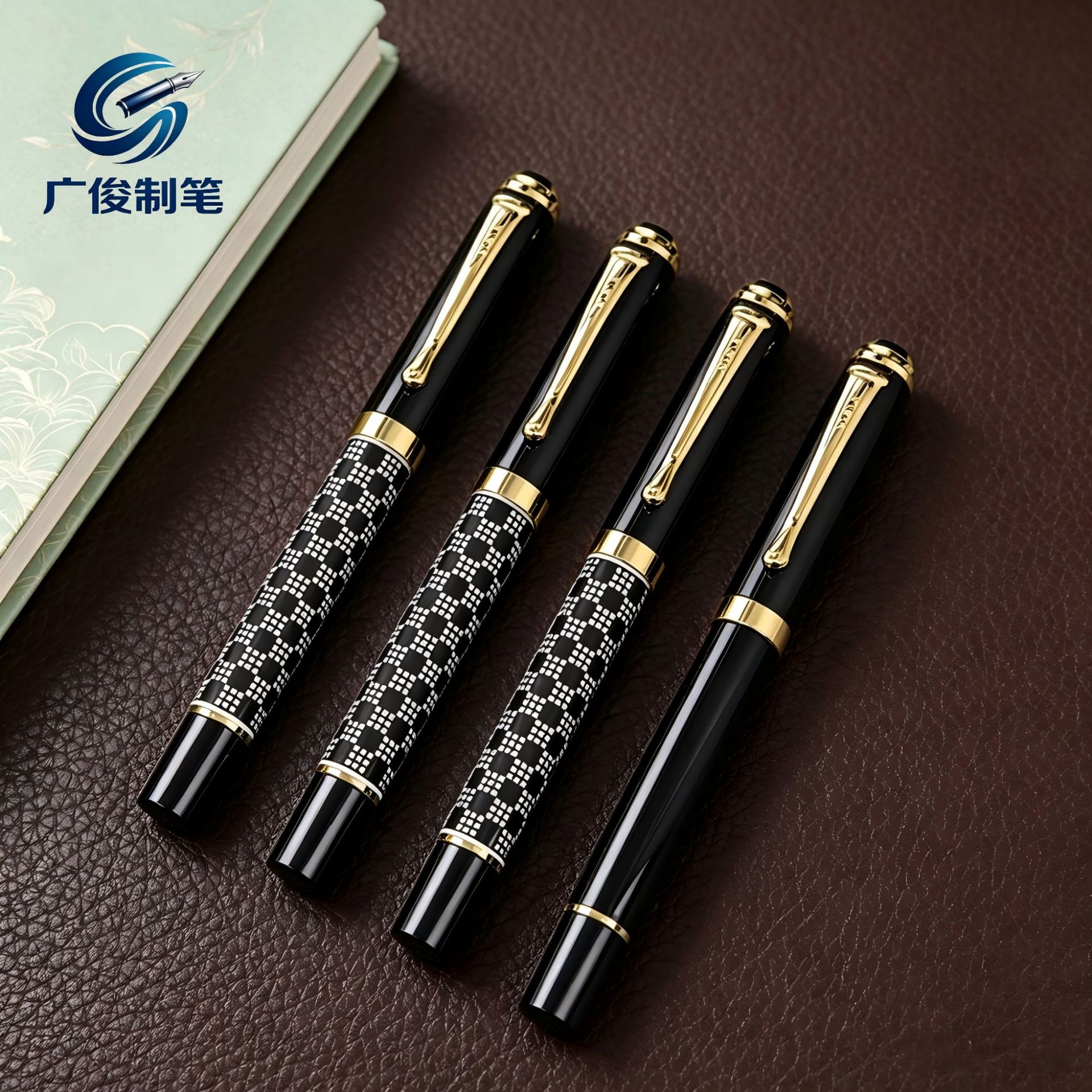 Business office signature pen with a substantial feel, featuring a plaid pattern design, a ballpoint pen, and a neutral pen, perfect as a gift for holiday events
