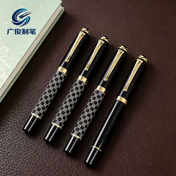 Business office signature pen with a substantial feel, featuring a plaid pattern design, a ballpoint pen, and a neutral pen, perfect as a gift for holiday events