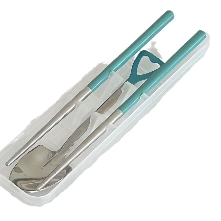 厨乐乐 Creative chopsticks, set stainless steel for students, travel handheld tableware