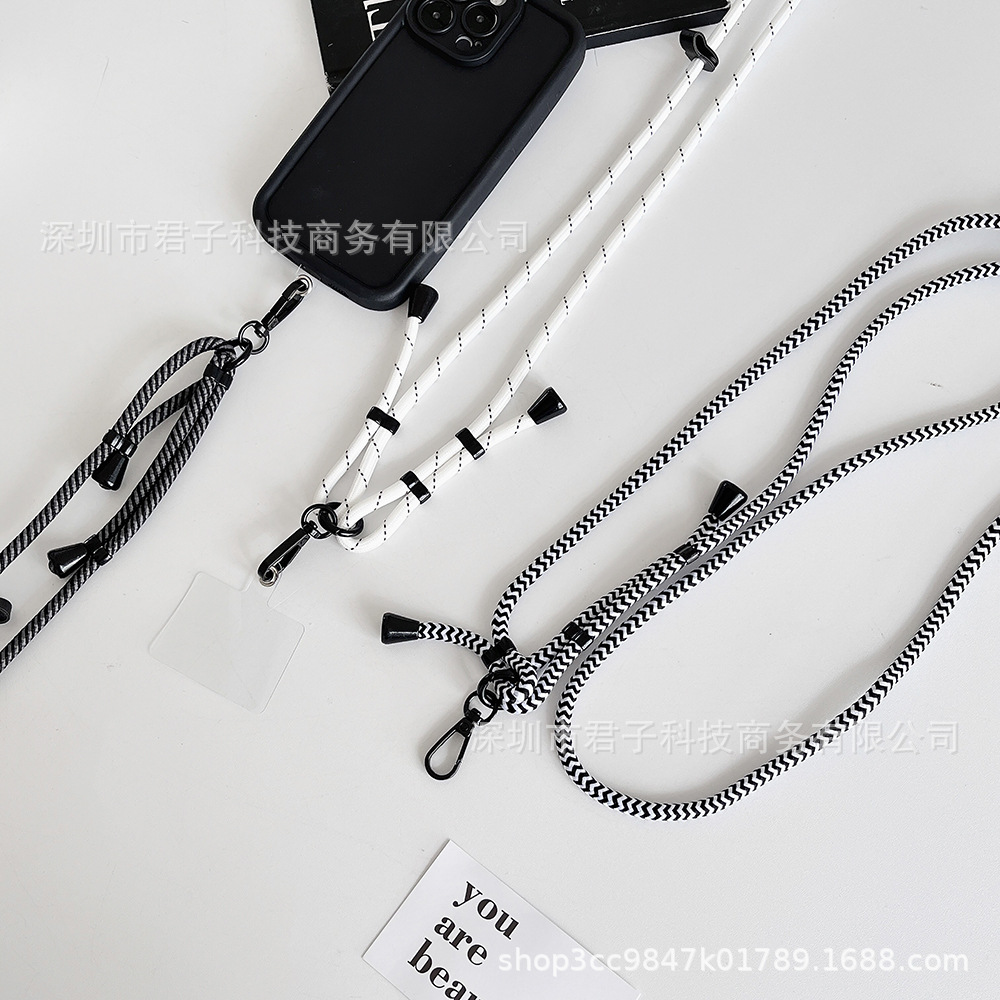 Personalidad japonesa y coreana de doble botón colgante colgante de doble botón colgante ajustable de hombro colgante de cuello para teléfono móvil bolso universal cuerda de botella de agua