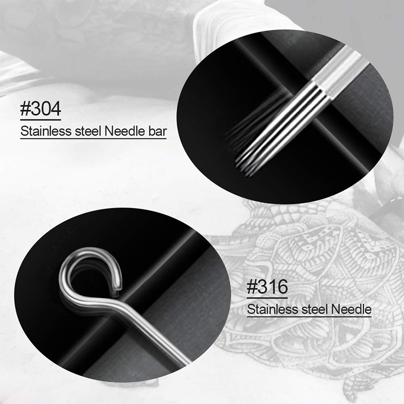 5 Multi-Model Solid Color Stainless Steel Piercing Tattoo Needles Set