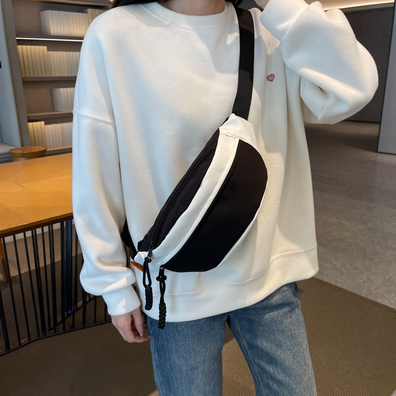 Japanese ins Harajuku sports large capacity chest bag men's fashion brand retro red tooling messenger bag female student waist bag