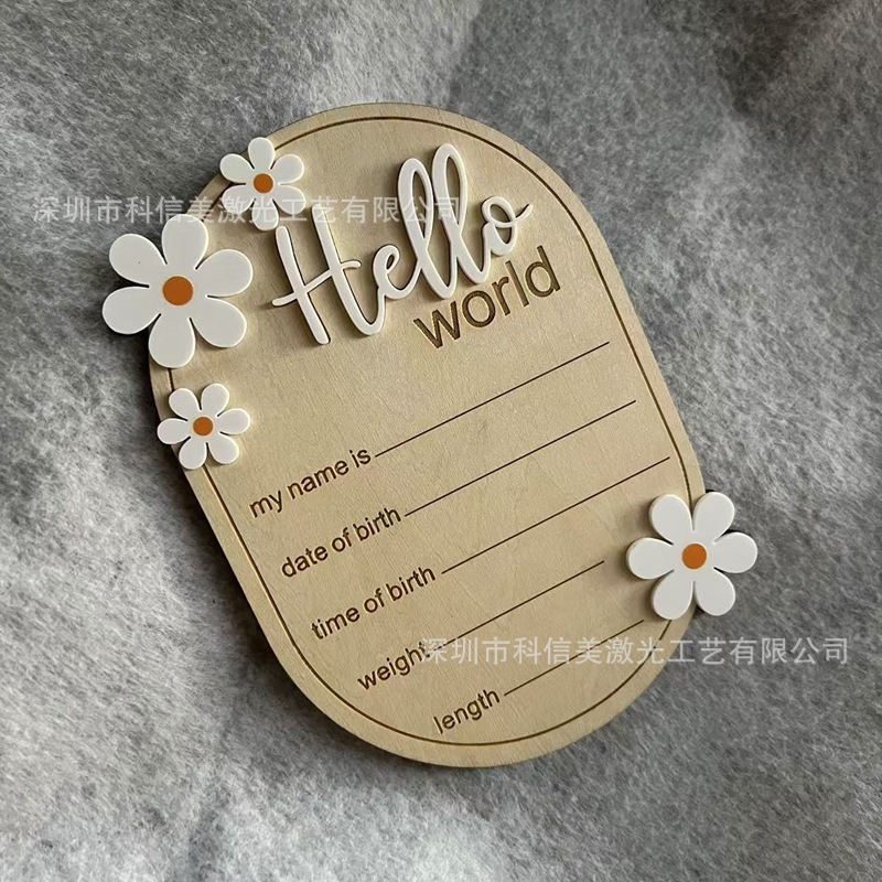 Hello World ハローワールド 木製赤ちゃん誕生記念プレート クロスボーダーホットセール 赤ちゃん写真小道具|undefined
