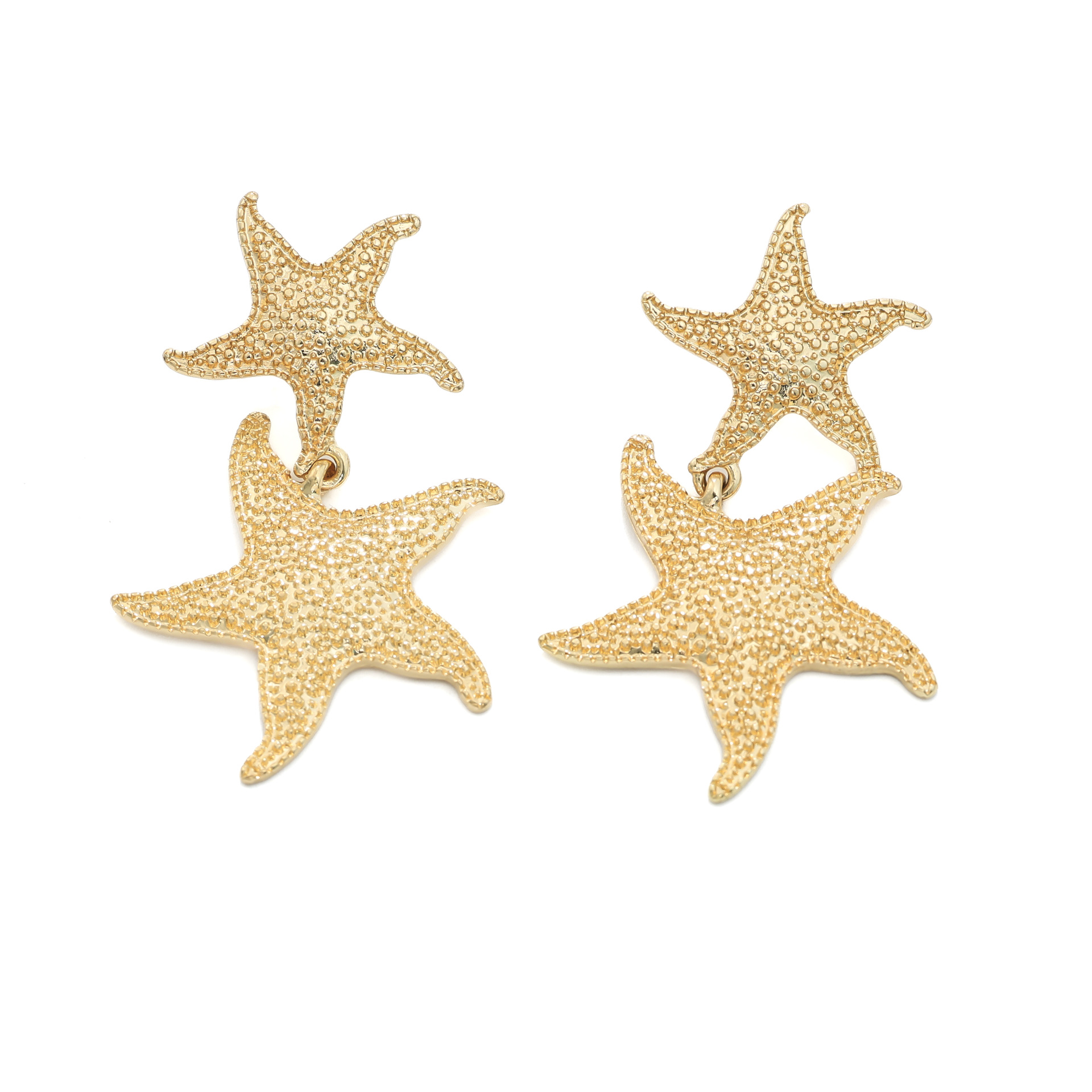 Pendientes de estrella de mar de viento de vacaciones de moda transfronteriza europea y americana Pendientes de aleación de doble capa de temperamento Accesorios de elementos marinos de verano para mujer