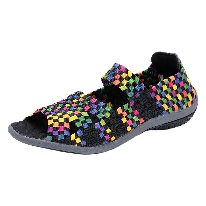 Sandalias de primavera y verano estilo coreano estiramiento tejido zapatos de moda de las mujeres zapatos casuales zapatillas de moda Zapatos perezosos de las mujeres