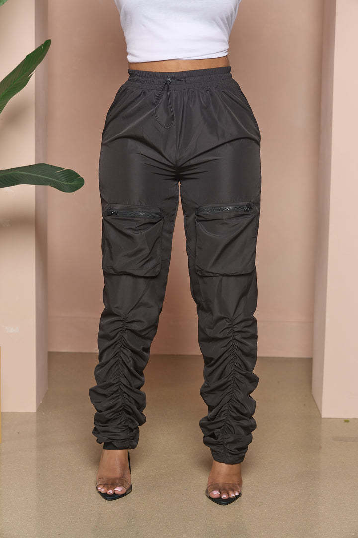210g Weight Full Length Pants Length Spandex, Polyester Fabric Type Mid Waist Waist Line Cargo Pants Pants Type Micro-Elastic Elasticity Street Occasion Comfort Function Loose Version Solid Color Pattern Spring, Autumn Season Women's Gender Pocket Design Casual Style Women's Street Casual Solid Color Full Length Pocket Cargo Pants 3