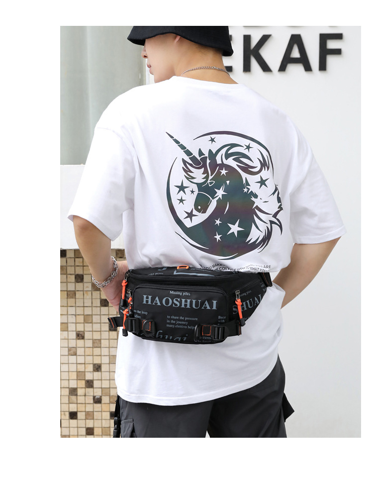 This men's waist bag is a small, lightweight, Instags-style Korean-style chest bag, a versatile and fashionable hip-hop single-shoulder crossbody small bag undefined