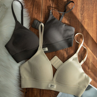 Women's Seamless Push-Up Bra Without Rims French Style Comfortable Small Breast Push-Up Triangle Cup Underwear Letters Breathable Anti-Sagging