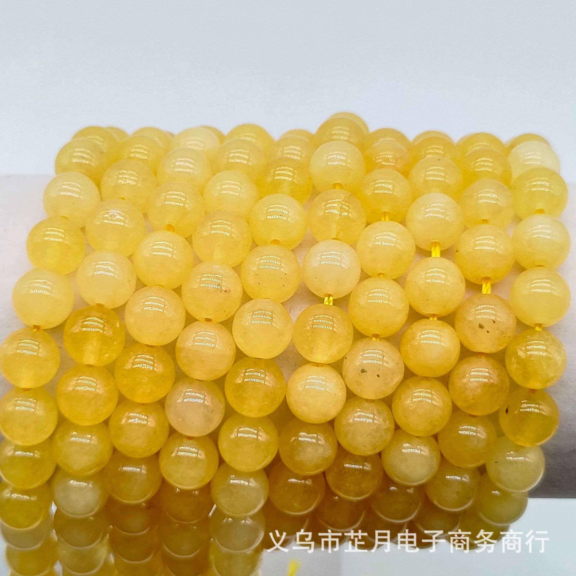 廠家直銷 天然黃玉散珠 diy飾品配件手工串珠子 米黃玉圓珠半成品