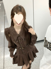 小香风衬衫牛仔连衣裙春秋新款女大码胖感美拉德短裙子
