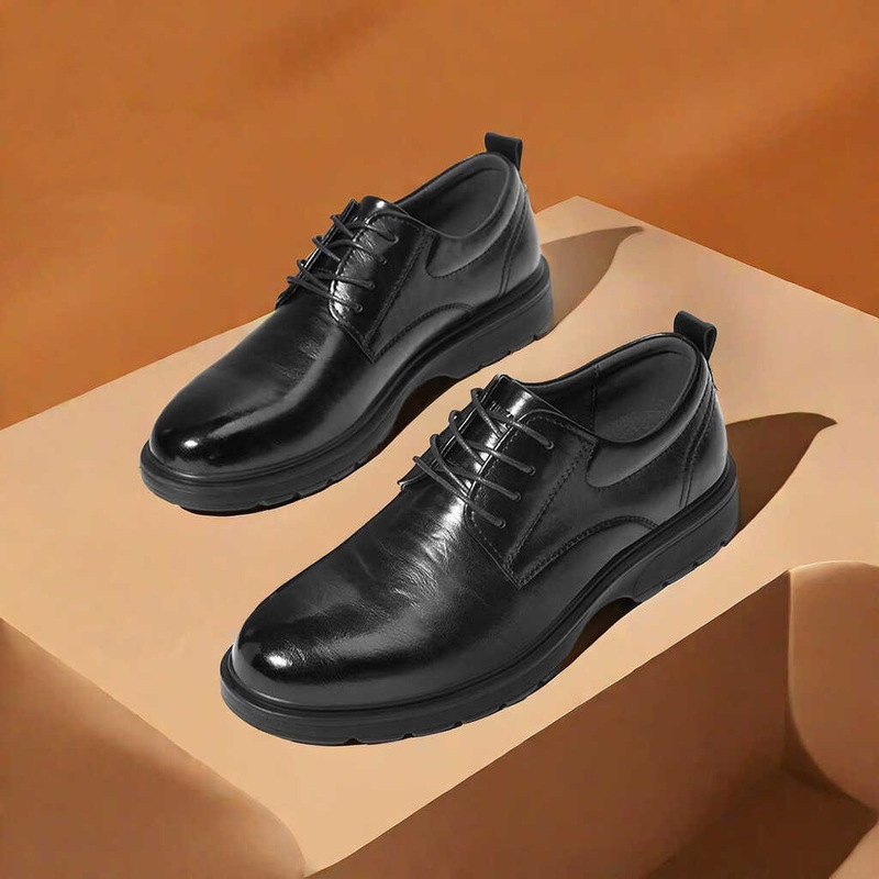 Cross-Border E-Commerce Spring and Autumn Men's Leather Shoes Lace-Up British Style Thick-Soled Business Leather Shoes Interview Groom Wedding Men's Shoes