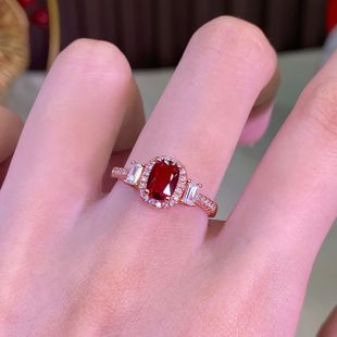 New Queen Set Inlaid with 1 Carat Pigeon Blood Ruby Ring, Fashionable Necklace, Easiest for Match Exquisite Earrings