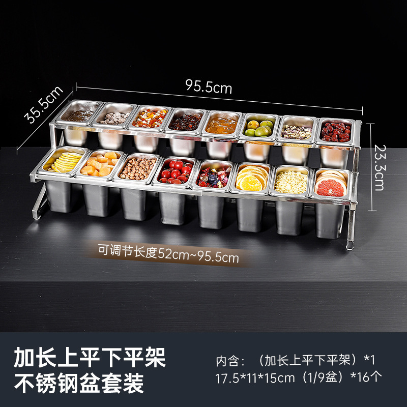 Acero inoxidable porciones de bandeja superior plana plana inferior alargada gruesa multi-especificación hot pot asado condimento comercial conjunto de bandeja