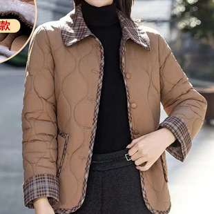 Fall/winter fleece-lined Nylon cotton-padded jacket coat 2024 winter new fashion age-reducing casual padded cotton-padded clothes other