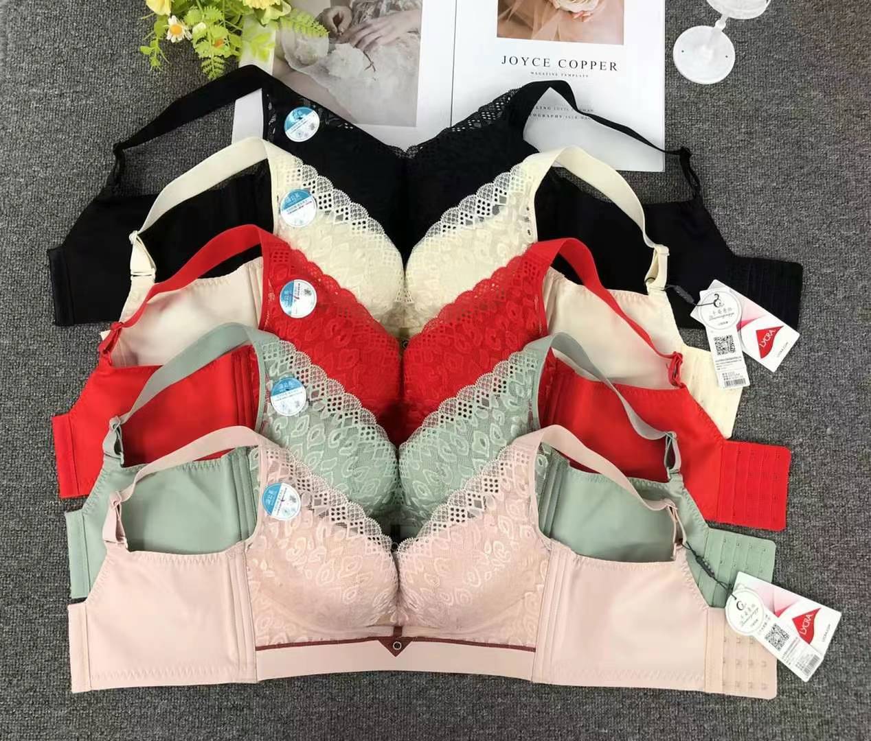 Nuevo sujetador de alta calidad de moda de encaje jacquard transpirable y cómodo ajuste lateral de pecho de botón múltiple ropa interior mujer