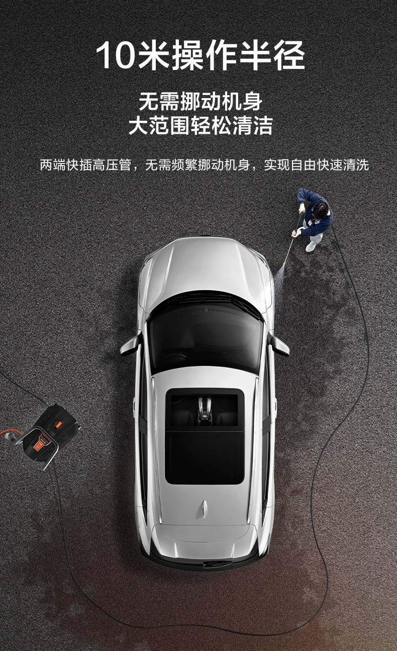 Yili Car Washer 4310 - Self-priming, dual-use, household waterproof cleaning machine, durable, portable, with gun shut-off and sensor motor