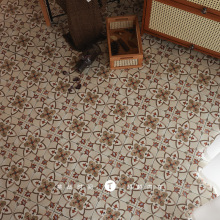 时光 焦糖色中古风花砖 民宿咖啡店过道地面瓷砖 复古风地板砖