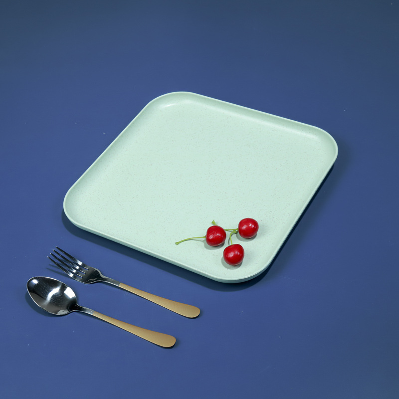 Bandeja cuadrada paja de trigo hogar taza de té plato de fruta bandeja de puesto placa resistente a la caída placa duradera