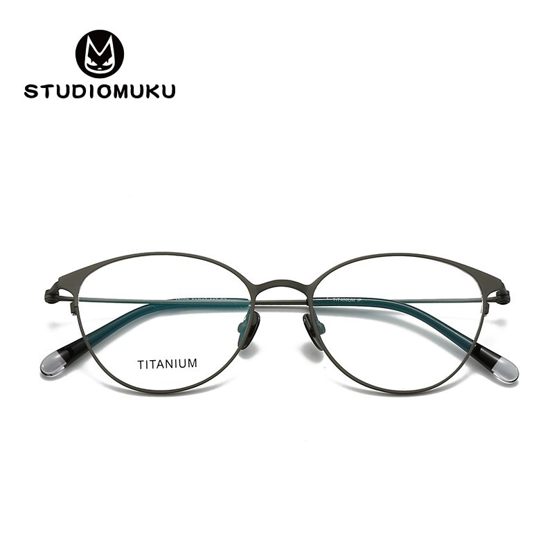 STUDIOMUKU gafas frescas de madera simple pero no simple diseño de marco no elija la forma de la cara gafas de titanio puro marco