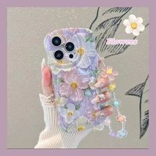 油画花苹果15手机壳iPhone16ProMax/14/11/xs/xr全包女款手链