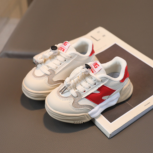 Children's Spring and Autumn New Sports Shoes for Girls and Boys, Baby Shoes with Leather Upper, Soft Sole, Non-Slip Casual Shoes