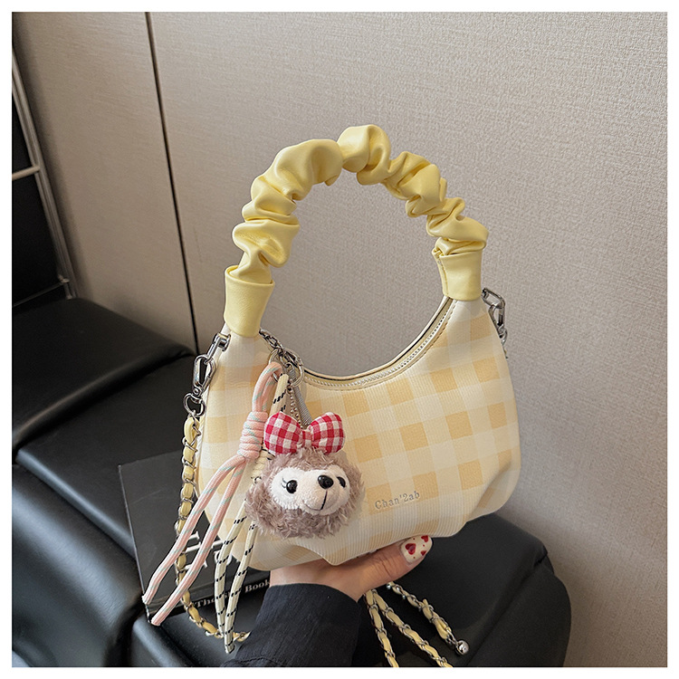 Sweet and cool style, trendy and unique cloud-shaped pleated handbag, a new summer fashion chain crossbody bag for women in 2025 undefined