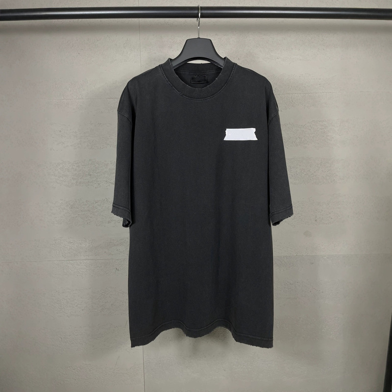 Correct Version High-Quality 26Ss New Style Masking Tape Letter Print Washed Vintage Short-Sleeve T-Shirt Correct Version High-Quality 26Ss New Style Masking Tape Letter Print Washed Vintage Short-Sleeve T-Shirt