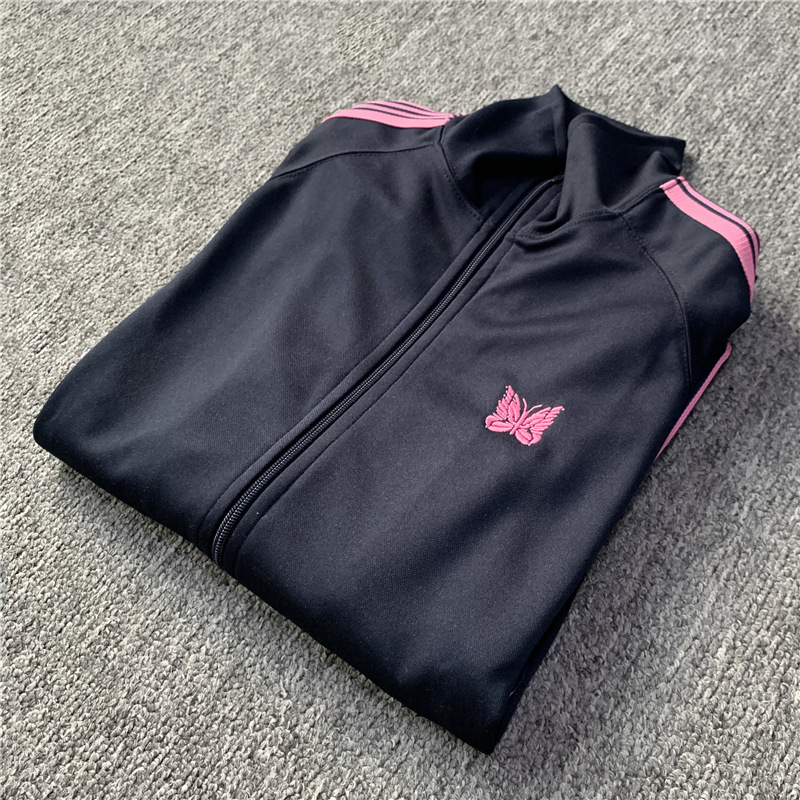 AGUJAS de PISTA de terciopelo bordado de la mariposa Japonés vintage cinta campus estilo de los hombres y las mujeres chaqueta de la chaqueta de deportes