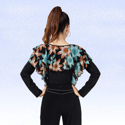 Jitterbug new women's dance clothes dance clothes modern dance practice clothes dancing professional Latin dance maple leaf long sleeves