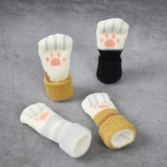 Cat Chair Leg Protector Silent Silicone Foot Pad Thick Knitted Chair Leg Cover Stool Leg Guard Chair Leg Protector