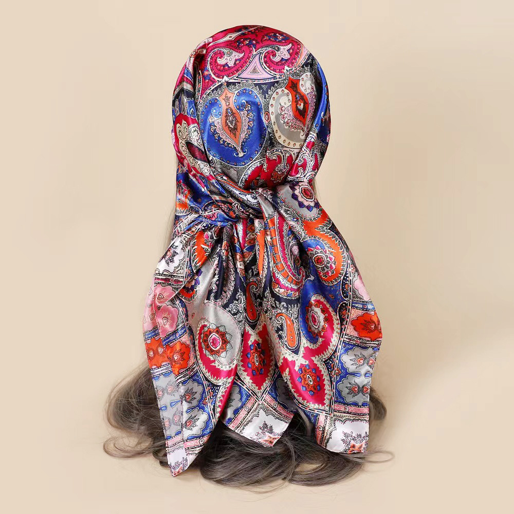 Women's Lady Paisley Satin Printing Silk Scarf display picture 5