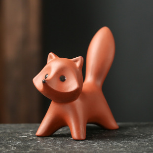 Yuxuan boutique cute little fox handmade couple tea pet raw ore purple sand can raise tea play creative soft adorable ornaments
