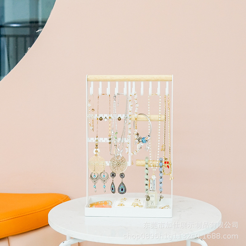 Cross-border necklace bracelet earring storage rack jewelry stand wooden bracelet jewelry display storage accessory showcase