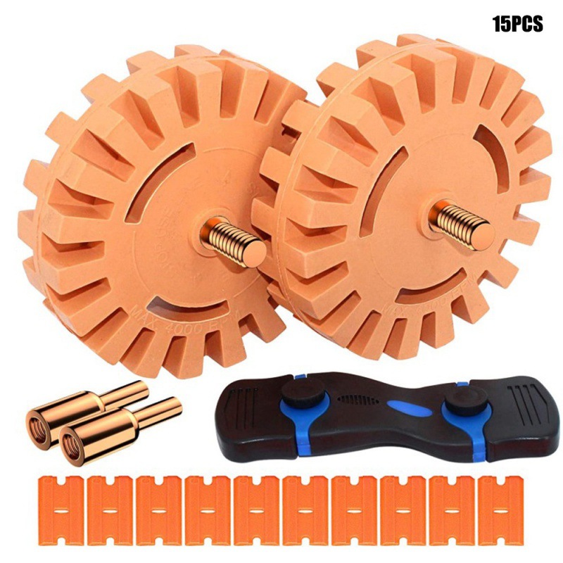 15件残留物清洁刮刀刀片组合工具双刃刮刀搭配去胶头打磨轮