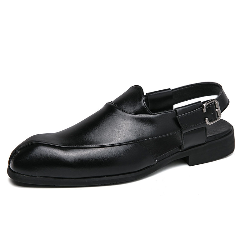 Giày sandal da nam cỡ lớn mũi vuông, quai ngang khóa cài, thoáng khí nhẹ nhàng — 5671 màu nâu, 5671 màu đen
