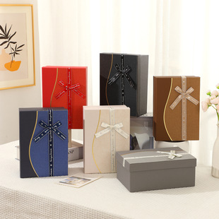 Black bow gift box wholesale heaven and earth lid perfume box birthday gift box bronzing business gift paper box