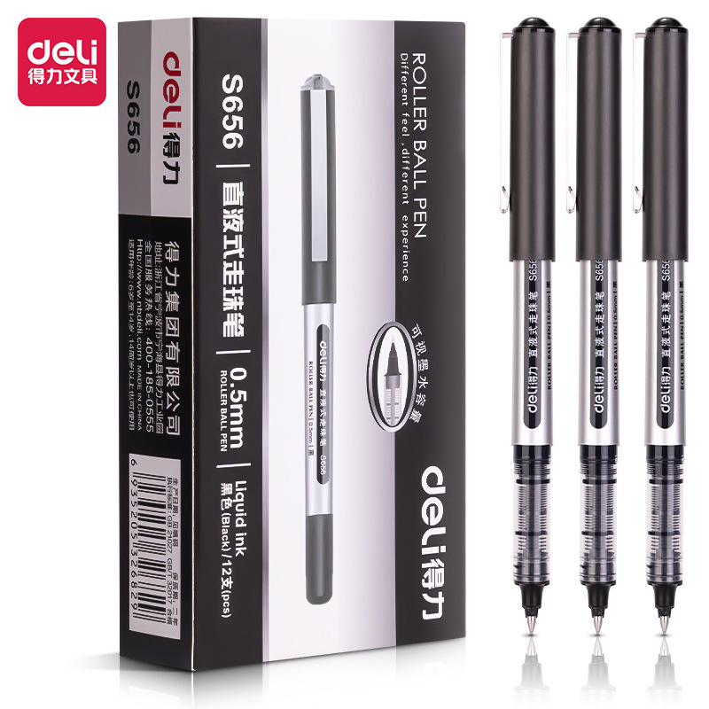 Deli / Deliky bolígrafo líquido directo bolígrafo neutro negro con bala de 0,5 mm bolígrafo líquido directo S656