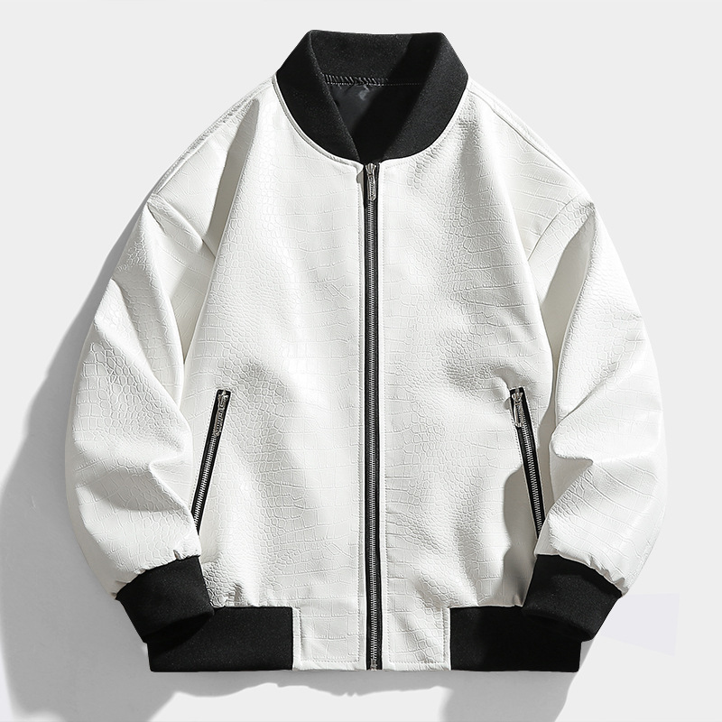 2024 Autumn and Winter New Fashion Casual Trendy Leather Jacket Jacket Men's Leather Crocodile Pattern Leather Jacket 2024 Autumn and Winter New Fashion Casual Trendy Leather Jacket Jacket Men's Leather Crocodile Pattern Leather Jacket