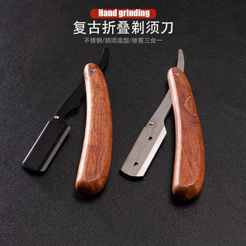 Cross-Border Men's Manual Razor Solid Wood Handle Razor Stainless Steel Knife Holder Barber Razor Razor Cross-Border Men's Manual Razor Solid Wood Handle Razor Stainless Steel Knife Holder Barber Razor Razor