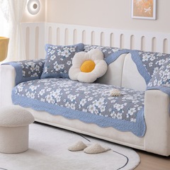 Korean Fresh Four Seasons Universal Small Floral Fabric Cotton Sofa Cushion Anti-Slip Seat Pad 100% Cotton Sofa Seat Cover