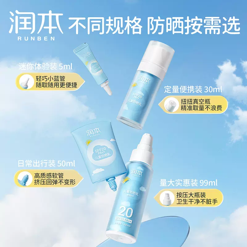 正品润本防晒乳液青少年儿童3岁+成人防晒霜保湿隔离防晒露批发